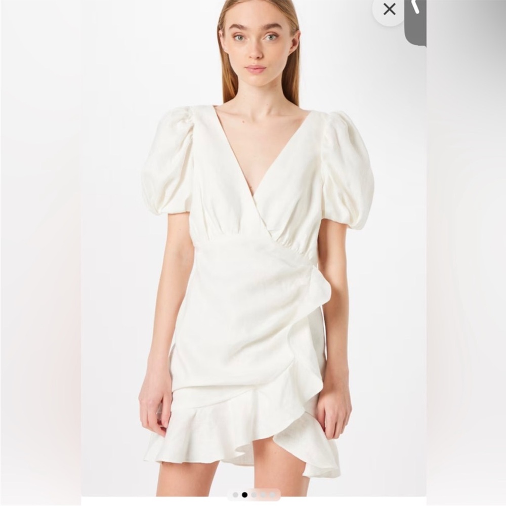 Bardot Ivory Puff Sleeve Mini Dress
